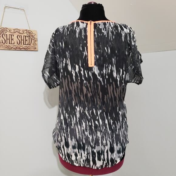 Express Semi Sheer Cold Shoulder Top Medium Y2K Whimsigoth Goth Witchy Dark M - Picture 3 of 12